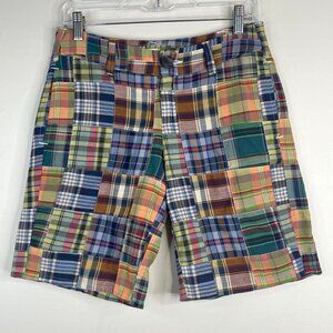 Merona Madras Bermuda Shorts Womens 2 Patchwork Preppy Coastal Nantucket Money